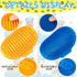 Ponpon 3PCS Dog Bath Brush with 4Pcs Dog Toothbrush, Adjustable Ring Handle Dog Shampoo Brush for Bathing