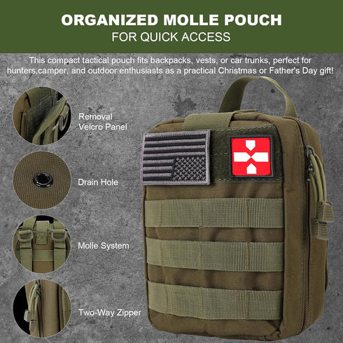 Kleclcw 150 Gifts for Men Christmas Dad, Survival Kit, PCS Survival Gear and Supplies Equipment with Trauma Bag, Molle