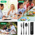 Travel Utensils Set, 18/8 Stainless Steel 4pcs Cutlery, Portable Camp Reusable Flatware with Case (Black)