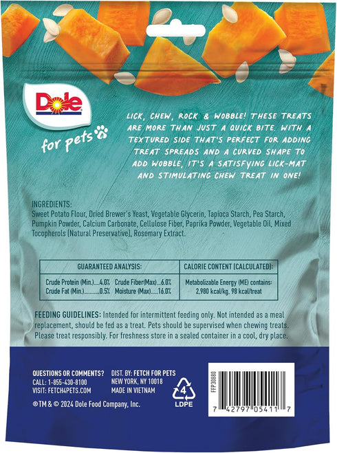 Freshly Fetched Lasting Chew Dog Treats, Pumpkin Flavor, 8 Ounce - 6 Pack | No Wheat, Corn, Soy, or Artificial Additives