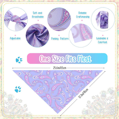 100 Sanwuta Pcs Paisley Dog Bandana Bulk Pet Triangle Scarf Bibs Bandanas for Dogs Washable Puppy Kerchief Adjustable