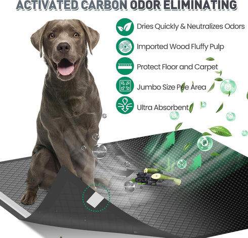 28"x34" 45Counts Boscute Charcoal Super Absorbency Puppy Pads, Activated Carbon Odor-Control XL Leak-Proof Pet Training