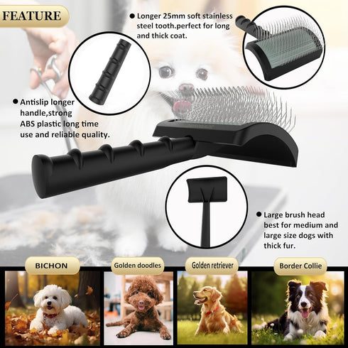 Slicker Brush for Goldendoodles Gentle Soft Pin Slicker Dog Brush for Thick and Long Fur Poodles Slicker Brush for Dogs Grooming Fluff,Shedding Tangles.Goldendoodle Slicker Brush.25mm(1'')