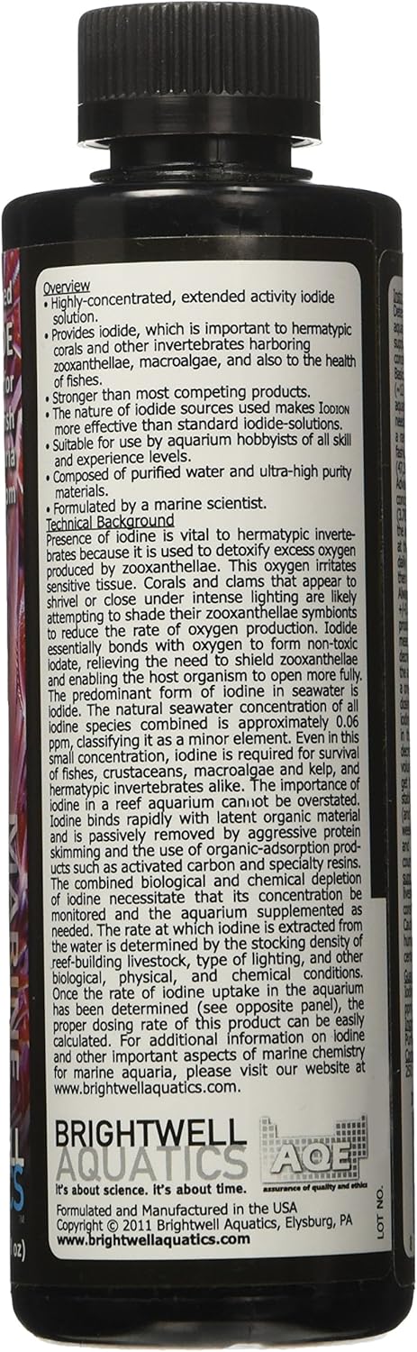 Brightwell Aquatics ABAIOD250 Iodion Liquid Salt Water Conditioners for Aquarium, 8.45 Ounce