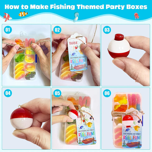 yasuwekik 48 Set 48 48 (48) Fishing Candy Little Tackle Boxes for Birthday Party Favors with Fishing Bobber Thank You