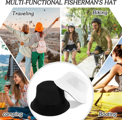 Sun Hat for Women, Reversible Cotton Bucket Hat for Summer Travel, Beach, Fishing