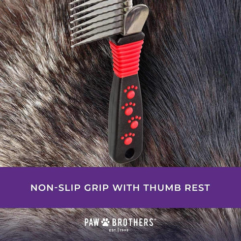 RYAN'S PET SUPPLIES Paw Brothers 12-Blade Dematting Tool for Dog Grooming, Professional Grade, Comfort Grip