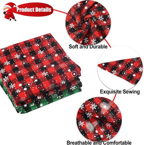 Malier 2 Pack Dog Bandana Christmas Classic Plaid Snowflake Pet Scarf Set for Small Medium Large Dogs Cats (Green + Red)
