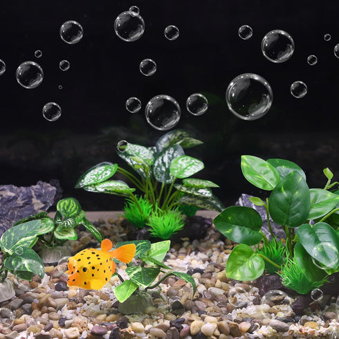 Aquarium Plastic Plants, Silk Plants Set Decor for Betta Fish (Green, 5pcs)
