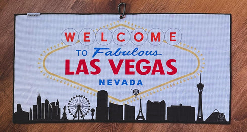 Pin Hunters Las Vegas Golf Towel - Premium Microfiber Waffle Towel with Clip, Unique Gift for Golf Lovers