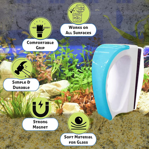 JOR Magnetic Scrubber for Aquarium Fish Tank, Anti-Scratch Glass Cleaner with Strong Cleaning Magnet