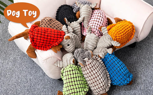 Hollypet Plush Squeaky Dog Toys, Big Armadillo Chew Toy for Small Medium Large Dogs, Black