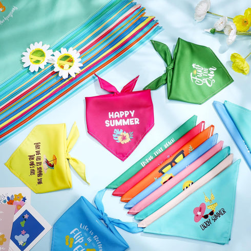 100 Summer Pcs Dog Bandana Bulk with Sayings Pet Triangle Scarf Bibs Washable Puppy Kerchief Adjustable Grooming