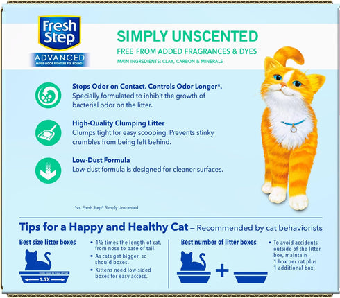 Fresh Step Clumping Cat Litter - Unscented, Long Lasting Odor Control with Activated Charcoal, 18.5 lb