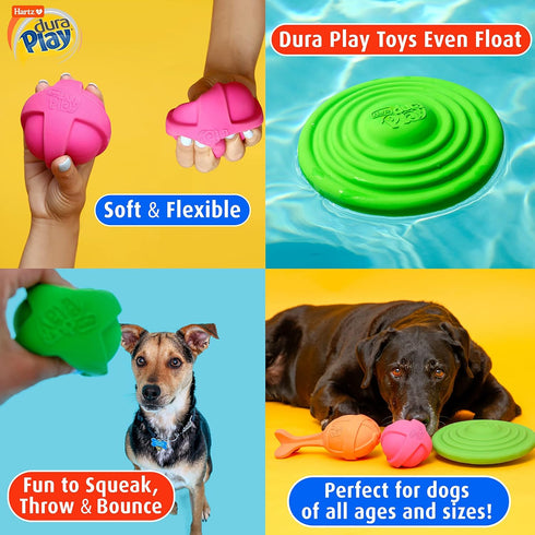 Hartz DuraPlay Ball Squeaky Latex Dog Toy, Large 3 Count Pack in Neon Green, Neon Pink & Neon Orange