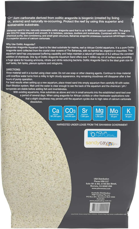 Aqua Natural Oolitic Aragonite 10lb Aquarium Sand for Reef, Saltwater, and Marine Tanks