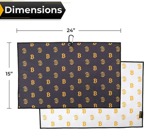 Golf Towel Bitcoin - Premium Waffle Pattern Towels with Heavy Duty Carabiner Clip