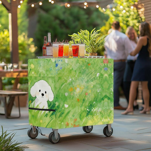 Xumfabuy 80-100 Patio Cooler Cover, Outdoor Bar Cart Cover for Quart Rolling Ice Chest Cooler, Grass Print Cart Covers