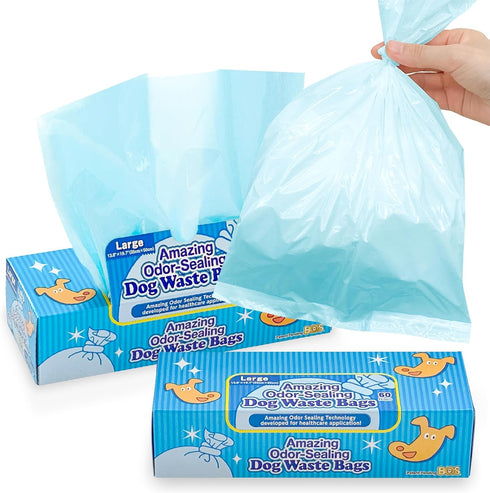 BOS Amazing Odor Sealing Dog Poop Bags - Durable, Unscented [Size: L,