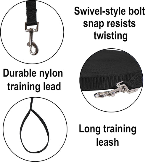Hi Kiss Dog/Puppy Obedience Recall Training Agility Lead - 15ft 20ft 30ft 50ft 100ft Training Leash, Great for Play