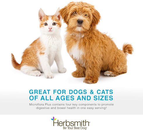Herbsmith Microflora Plus, Dog Digestion Aid, Probiotics and Digestive Enzymes, 120 Capsules