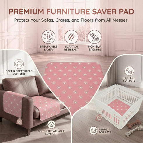 2 Pack 36"x36" 3-Layer PJYuCien Non-Slip Pet Playpen Mat with Comfort, Reusable and Washable Training Crate Pad, Travel