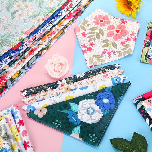 100 Sweetude Pcs Dog Bandanas Bulk Floral Pattern Triangle Scarf Adjustable Washable Bandana Bibs for Small Medium