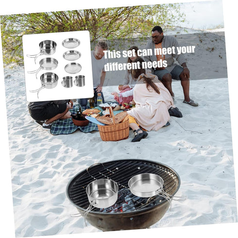 1set Happyyami Outdoor Cooking Pot Stainless Steel Cookware for Camping Hiking and Picnics Lightweight Easy to Clean