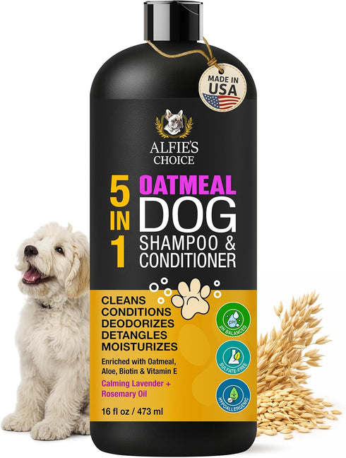ALFIE'S CHOICE Oatmeal Dog Shampoo and Conditioner for Itchy Skin Relief |