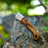 Handmade Damascus Pocket Knife, 6.5 Inches Folding Knife with Sheath, Brown, Best for EDC, Camping, Fishing