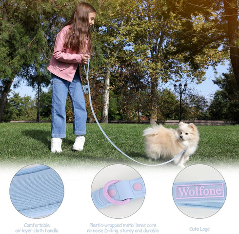 Waterproof Dog Leash with Carabiner, Soft Handle, Easy Care, 5ft*20mm*2.5mm, Light Blue