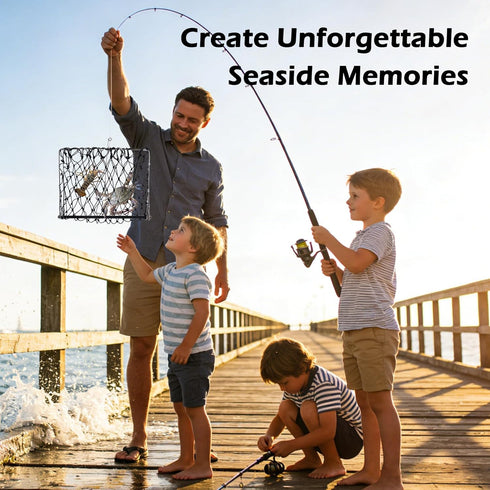 Subtoy 1 Pack/2 Pack Crab Trap, Castable Crabbing Net with Bait Clip Foldable Crab Snare with Red Gauge & Bait Clip