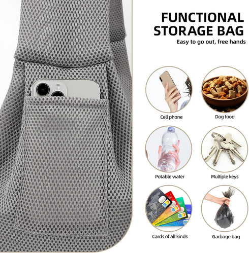 Ultra Breathable Dog Carrier Sling, Reversible Puppy Carrier Purse with Storage Pocket for Small Dogs and Cats (Gray)