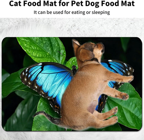 HEAKIERG 19.6"x24", Pet Bowl Mats for Food Cat Play Mat Pet Feeding Rug with Waterproof & Non-Slip Rubber Bottom