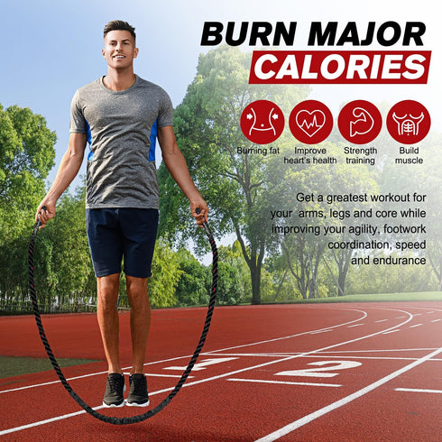 Weighted Jump Rope for Men and Women, 2.8lb, 3.8lb, 5lb Heavy Skipping Rope for Home Workout