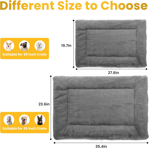 Dog Beds Crate Pad for Large Dogs, Cat Bed Washable Dog Crate Pad, Anti-Slip & Anti-Scratch Pet Sleeping Mat (Gray, L)