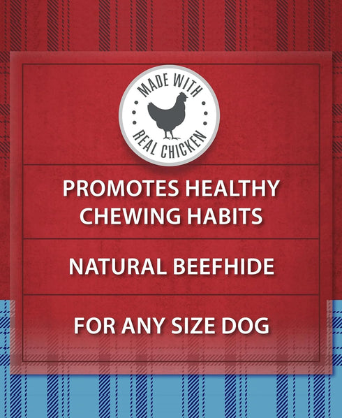 Generic 20.95 oz 36 Count, Packaging Beefhide Rolls Coated with Real Chicken, Bag, Long-Lasting Chew Sticks, Promotes