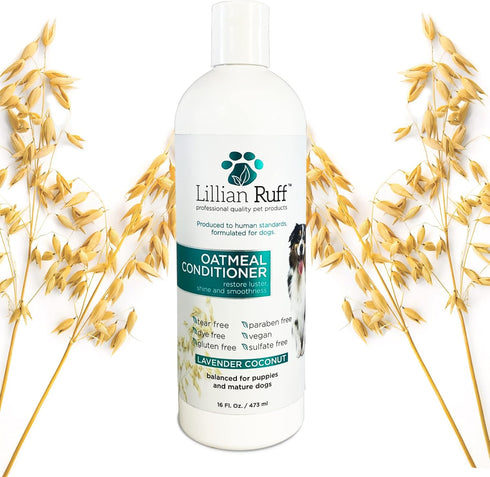 Lillian Ruff Calming Oatmeal Pet Conditioner 16oz for Dry Skin & Itch Relief with Aloe & Hydrating Essential Oils