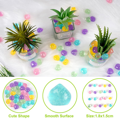 100pc Luminous Stones Glowing Rocks for Aquarium Decoration Glow Stones for Fish Tank Glowing Stones for Driveway Garden Pebbles Rocks,Purple