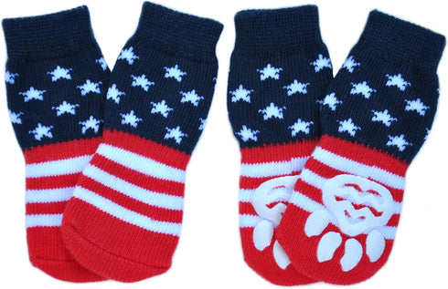 Posch Anti-Slip Knit Socks for Pets - Traction Soles for Indoor Wear, Slip On Paw Protectors for Small Dogs, M