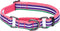 Blueberry Pet 3M Reflective Multi-Colored Stripe Martingale Safety Training Dog Collar, Small, Pink Emerald Orchid
