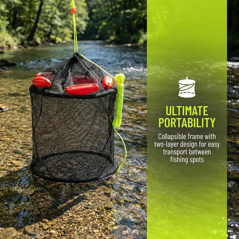 1516 inch ZENFUN Extra Large Floating Fish Basket for Live Caught Fish, Foldable Lobsters Basket for Fishing Live Well