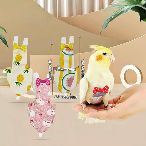 Magnoloran 2Pcs 80 Inch Bird Diapers Bird Harness Flight Suits Diapers with Flying Leash Parrot Nappy Washable Cute