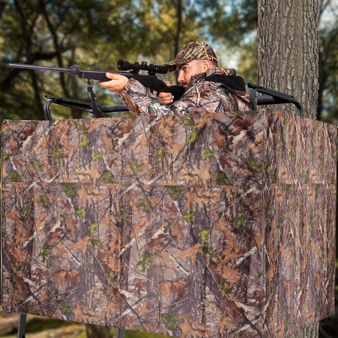 Hunting Tree Stand Blind Cover - 110'' X 40'' Camo Blind Cover for 2-3 Person Treestand, Outdoor Hunting Gear