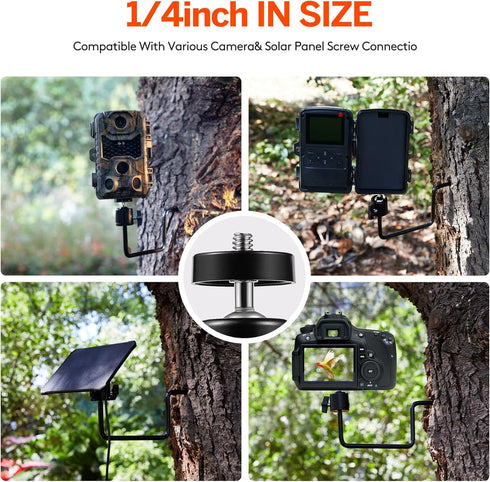 ALTIN 4 Pack 1/4" 20 Screw360 Trail Camera Tree Mount, Tracking Bracket, Tree x Rotatable Interface Trailcam Holder
