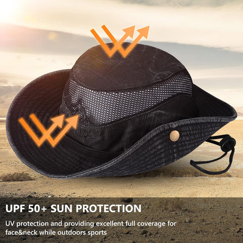 Obling Sun Hat for Men Women, Fishing Hat UPF 50 Wide Brim Bucket Safari Boonie