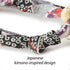 Necoichi Chirimen Hanabi Fireworks Cat Collar (Gray) - Safety Breakaway with Bell, Japanese Pattern
