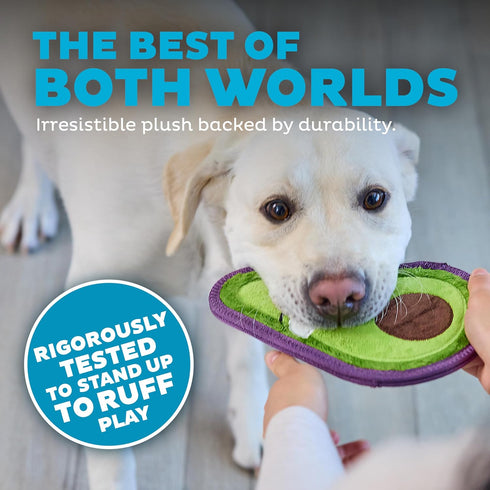 Outward Hound Tough Skinz Durable Squeaky Dog Toy, Medium Avocado Green with Two Tough Layers