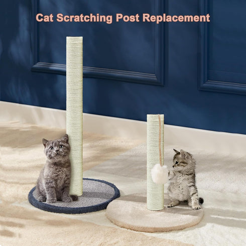 Cat Scratching Post Replacement Pole, 2 PCS 11.81in Natural Sisal Parts with M8 Screws for Refurbishment