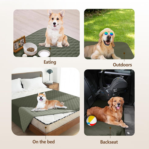 gogobunny 100% Double Sided Waterproof Dog Blanket, Soft Pet Bed Cover, Reversible, 40x50 Inch, Dark Olive/Light Olive